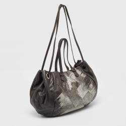 Pre Owned Valentino Metallic Leather Beaded Embellished Tote