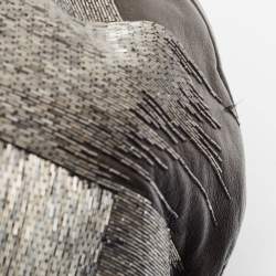 Pre Owned Valentino Metallic Leather Beaded Embellished Tote