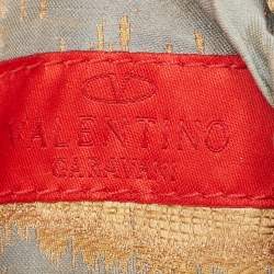 Pre Owned Valentino Black Fur Floral Applique Frame Chain Clutch