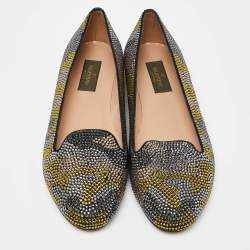 Valentino Multicolor Crystal Embellished Smoking Slippers Size 38.5