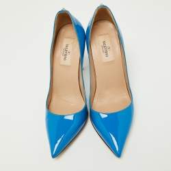 Valentino Blue Patent Leather Pointed Toe Pumps Size 36