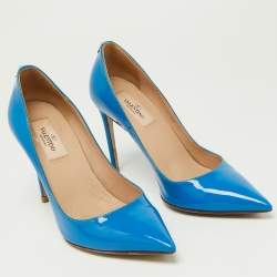 Valentino Blue Patent Leather Pointed Toe Pumps Size 36