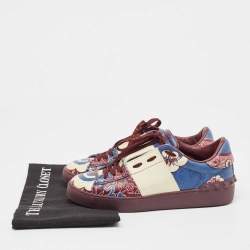 Valentino Multicolor Floral Printed Leather Low Top Sneakers Size 36.5