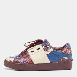 Valentino Multicolor Floral Printed Leather Low Top Sneakers Size 36.5