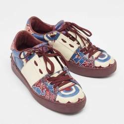 Valentino Multicolor Floral Printed Leather Low Top Sneakers Size 36.5