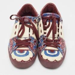 Valentino Multicolor Floral Printed Leather Low Top Sneakers Size 36.5