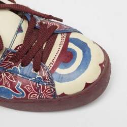 Valentino Multicolor Floral Printed Leather Low Top Sneakers Size 36.5