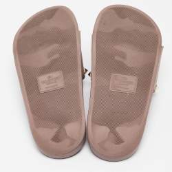 Pre Owned Valentino Dusty Pink Rubber Rockstud Slides Size 38