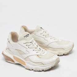 Valentino White Leather and Mesh Climbers Sneakers Size 37.5