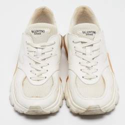 Valentino White Leather and Mesh Climbers Sneakers Size 37.5