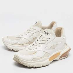 Valentino White Leather and Mesh Climbers Sneakers Size 37.5