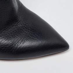 Pre Owned Valentino Black Leather Rockstud Pointed Toe Ankle Boots Size 37