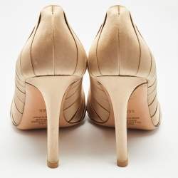 Pre Owned Valentino Beige Satin  Crystal Embellished Open Toe Pumps Size 36.5