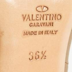 Pre Owned Valentino Beige Satin  Crystal Embellished Open Toe Pumps Size 36.5