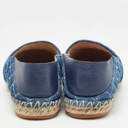 Pre Owned Valentino Blue Denim Rockstud Foldable Espadrille Flats Size 39