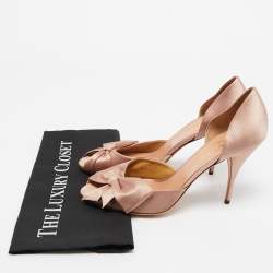 Pre Owned Valentino Light Pink Satin Bow Peep Toe Pumps Size 41