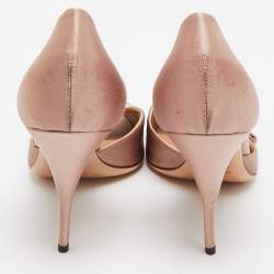 Pre Owned Valentino Light Pink Satin Bow Peep Toe Pumps Size 41