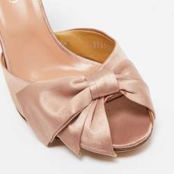 Pre Owned Valentino Light Pink Satin Bow Peep Toe Pumps Size 41