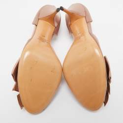 Pre Owned Valentino Light Pink Satin Bow Peep Toe Pumps Size 41