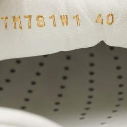 Pre Owned Valentino White/Pink Leather Rockstud Lace Up Sneakers Size 40