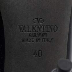 Pre Owned Valentino Black Patent Leather Rockstud Ankle Strap Pumps Size 40