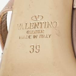 Pre Owned Valentino Dusty Pink Leather Rockstud Ankle Strap Sandals Size 39