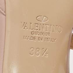 Pre Owned Valentino Beige Patent And Leather Rockstud Ankle Strap Pumps Size 38.5  