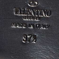 Pre Owned Valentino Black Leather Rockstud Ankle Boots Size 37.5