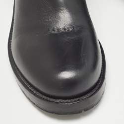 Pre Owned Valentino Black Leather Rockstud Ankle Boots Size 37.5