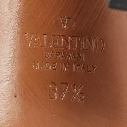 Pre Owned Valentino Black Velvet  Ankle Strap Sandals Size 37.5