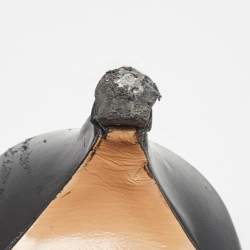 Pre Owned Valentino Black Leather Escape V logo Slingback Pumps Size 39.5