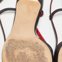 Pre Owned Valentino Black Leather Escape V logo Slingback Pumps Size 39.5