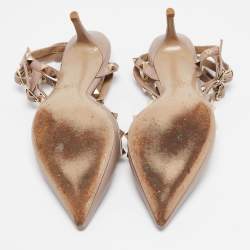 Pre Owned Valentino Dusty Pink Leather Rockstud Ankle Strap Pumps Size 41