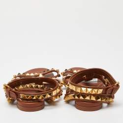 Pre Owned Valentino Brown Leather Rockstud No Limit Sandals Size 38