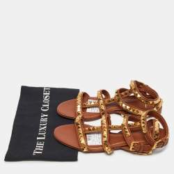 Pre Owned Valentino Brown Leather Rockstud No Limit Sandals Size 38