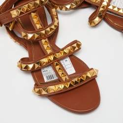Pre Owned Valentino Brown Leather Rockstud No Limit Sandals Size 38
