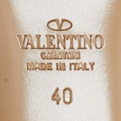 Pre Owned Valentino Brown/Beige Leopard Print Pony Hair And Leather Rockstud Strappy Pumps Size 40