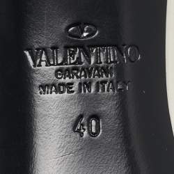 Pre Owned Valentino Cream Leather 03 Rose Edition Atelier Slides Size 40