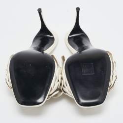 Pre Owned Valentino Cream Leather 03 Rose Edition Atelier Slides Size 40