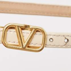 Pre Owned Valentino Cream Patent Leather Tan-go Pumps Size 38.5