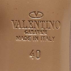 Pre Owned Valentino Pink Patent Leather Rockstud Ankle Strap Pumps Size 40