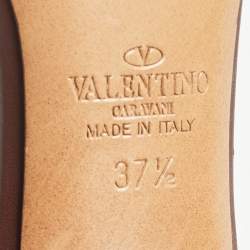 Pre Owned Valentino Dark Brown Leather Rockstud  Sandals Size 37.5