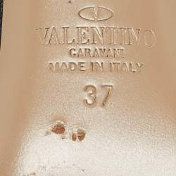 Pre Owned Valentino Black/Dusty Pink Leather Rockstud Mules Size 37
