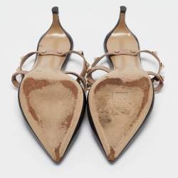 Pre Owned Valentino Black/Dusty Pink Leather Rockstud Mules Size 37