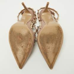 مملوكة مسبقًا صندل فالنتينو روكستد سير كاحل قفصي جلد وردي مقاس 42