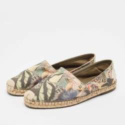 Pre Owned Valentino Multicolor Butterfly Print Canvas Espadrille Flats Size 39