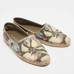 Pre Owned Valentino Multicolor Butterfly Print Canvas Espadrille Flats Size 39