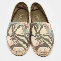 Pre Owned Valentino Multicolor Butterfly Print Canvas Espadrille Flats Size 39