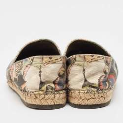 Pre Owned Valentino Multicolor Butterfly Print Canvas Espadrille Flats Size 39