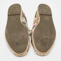 Pre Owned Valentino Multicolor Butterfly Print Canvas Espadrille Flats Size 39